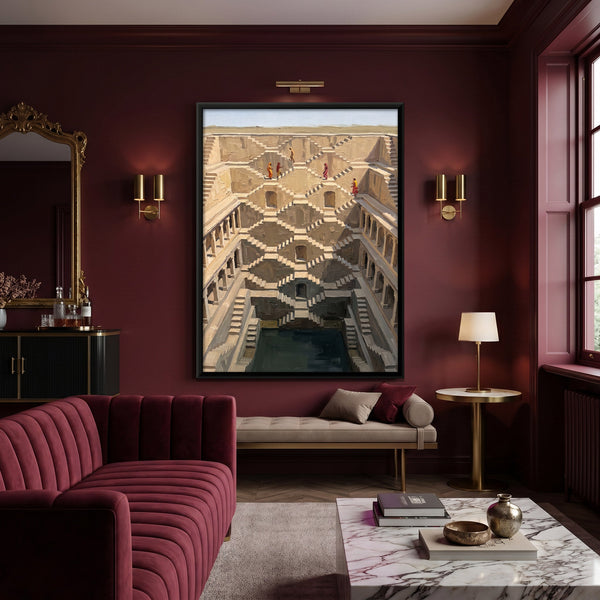 Stepwell with Criss-cross Stairs, canvas in a room