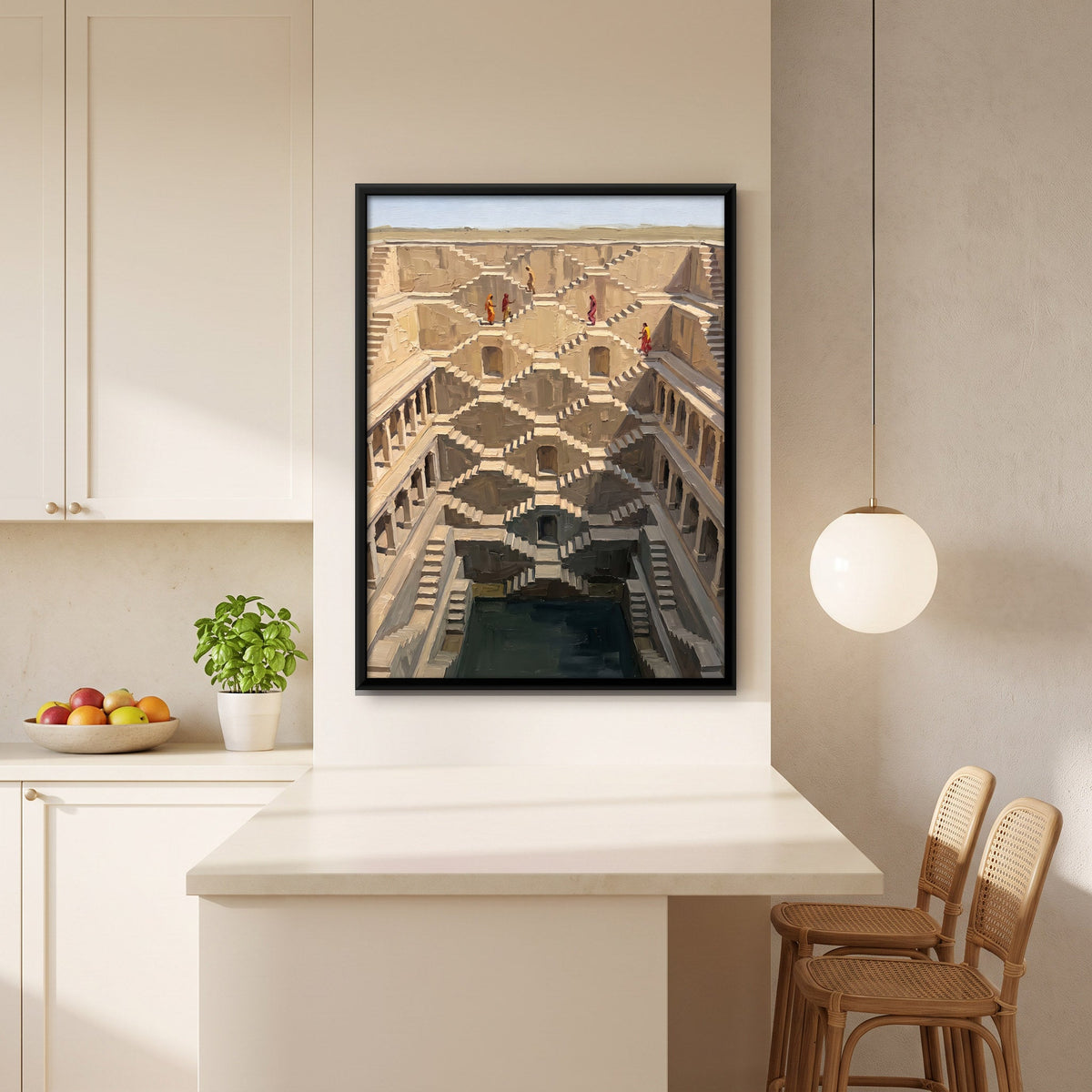 Stepwell with Criss-cross Stairs, canvas in a second room