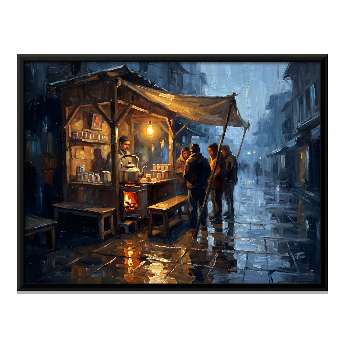Chai Stall at Night, canvas front view