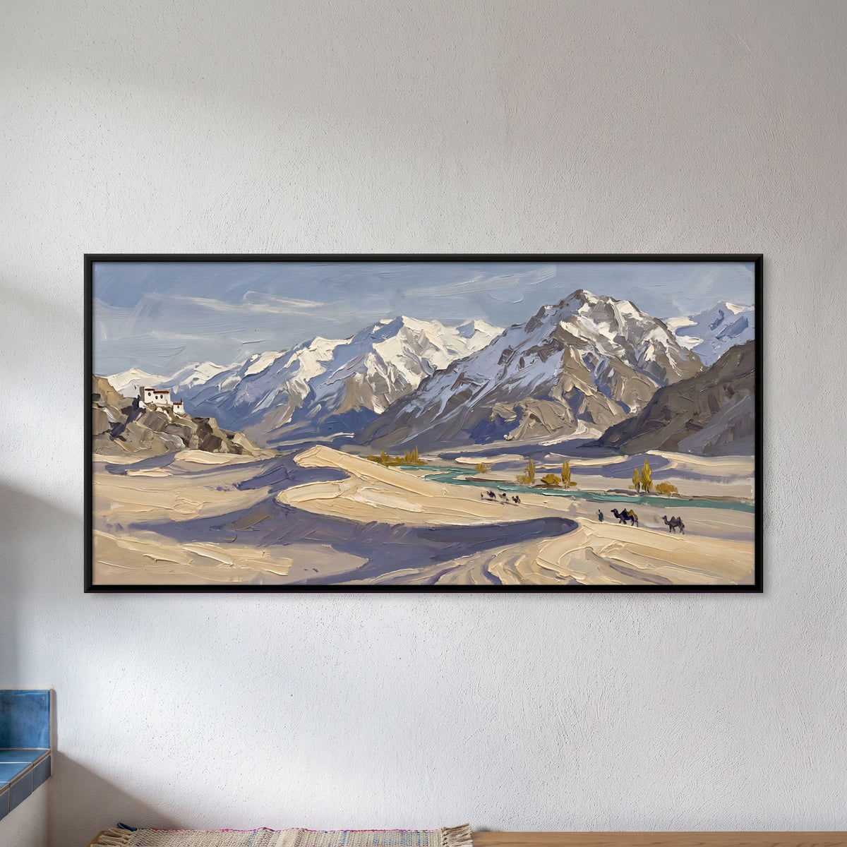 Camel Caravan in the Cold Desert, canvas on a living-room wall