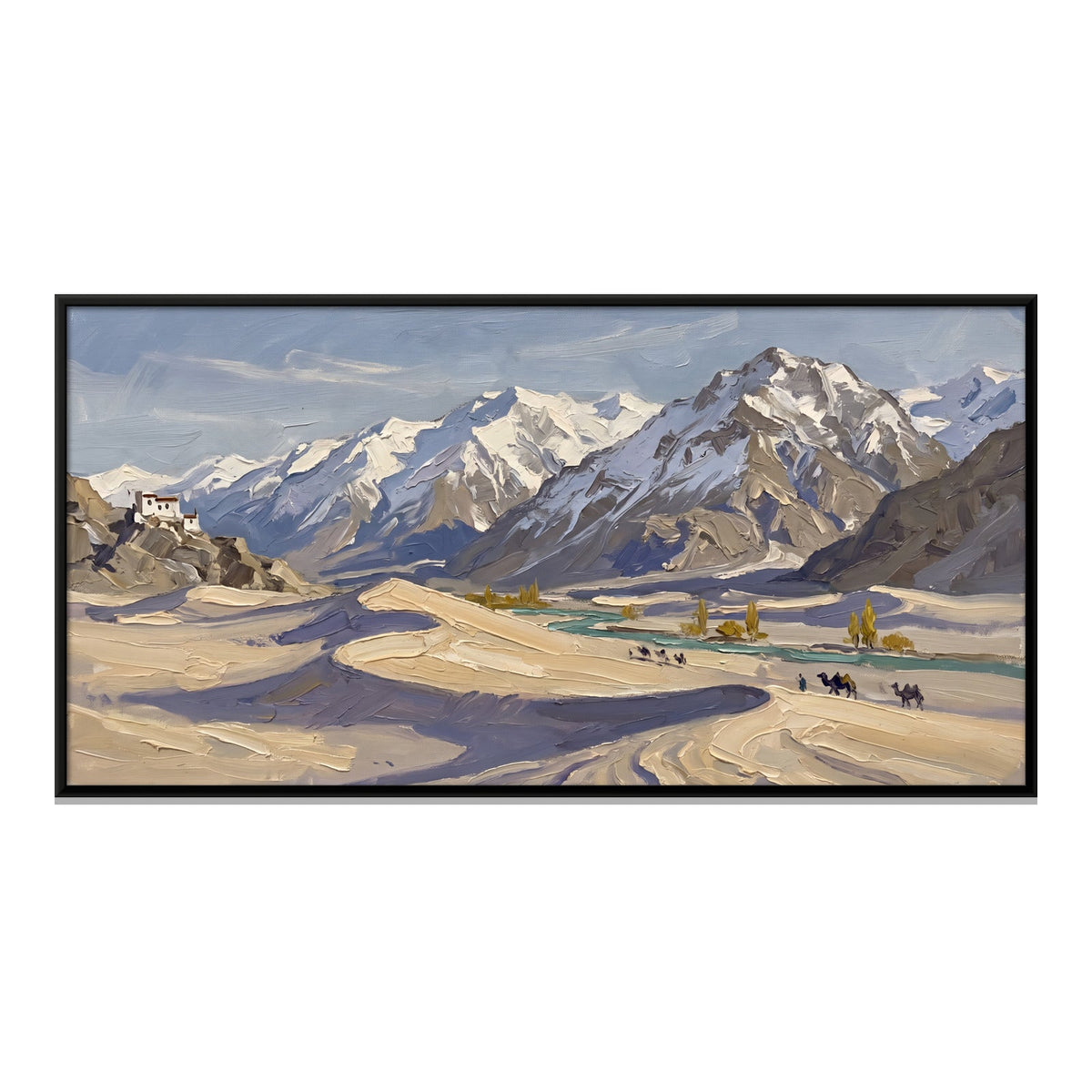 Camel Caravan in the Cold Desert, canvas front view