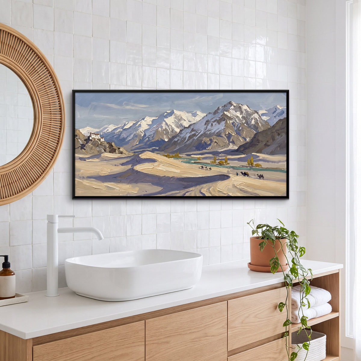 Camel Caravan in the Cold Desert, canvas in a second room