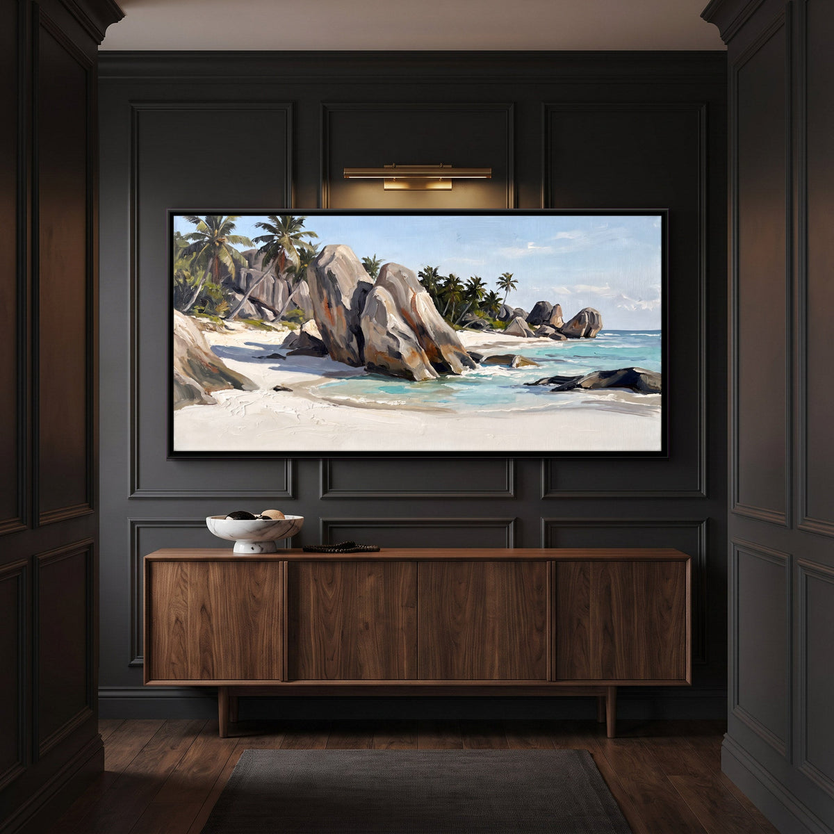 Granite Boulders on a Tropical Beach, canvas in a second room