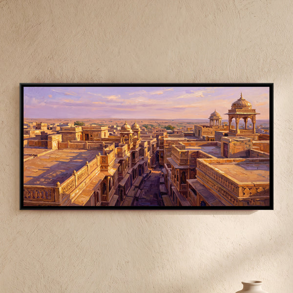 Golden Rooftops of Jaisalmer at Sunset, canvas in a room
