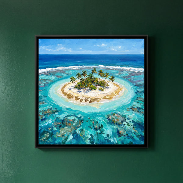 Lagoon Island in the Lakshadweep, canvas in a room