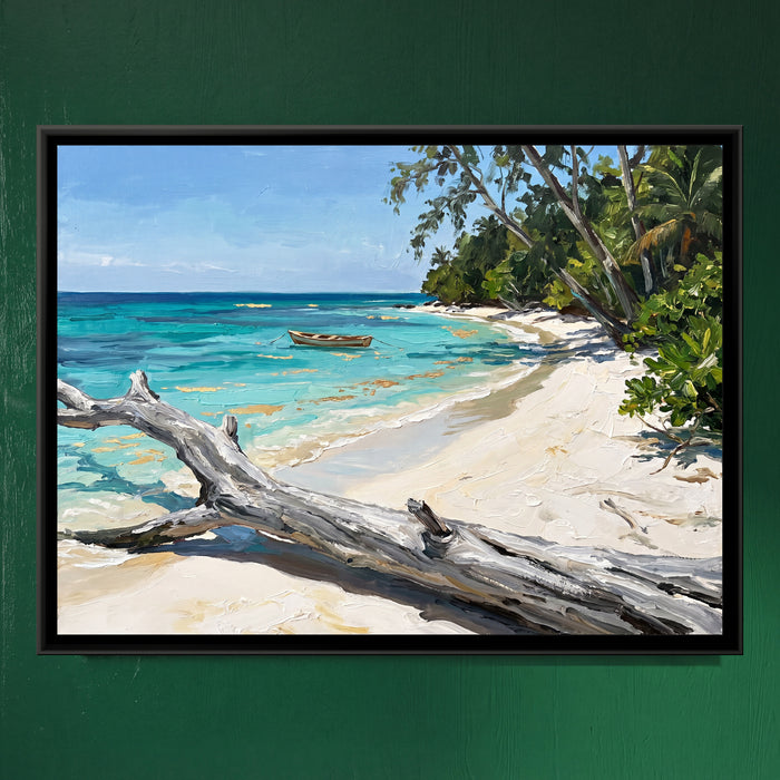 Turquoise Cove in the Andamans, framed canvas print on a wall