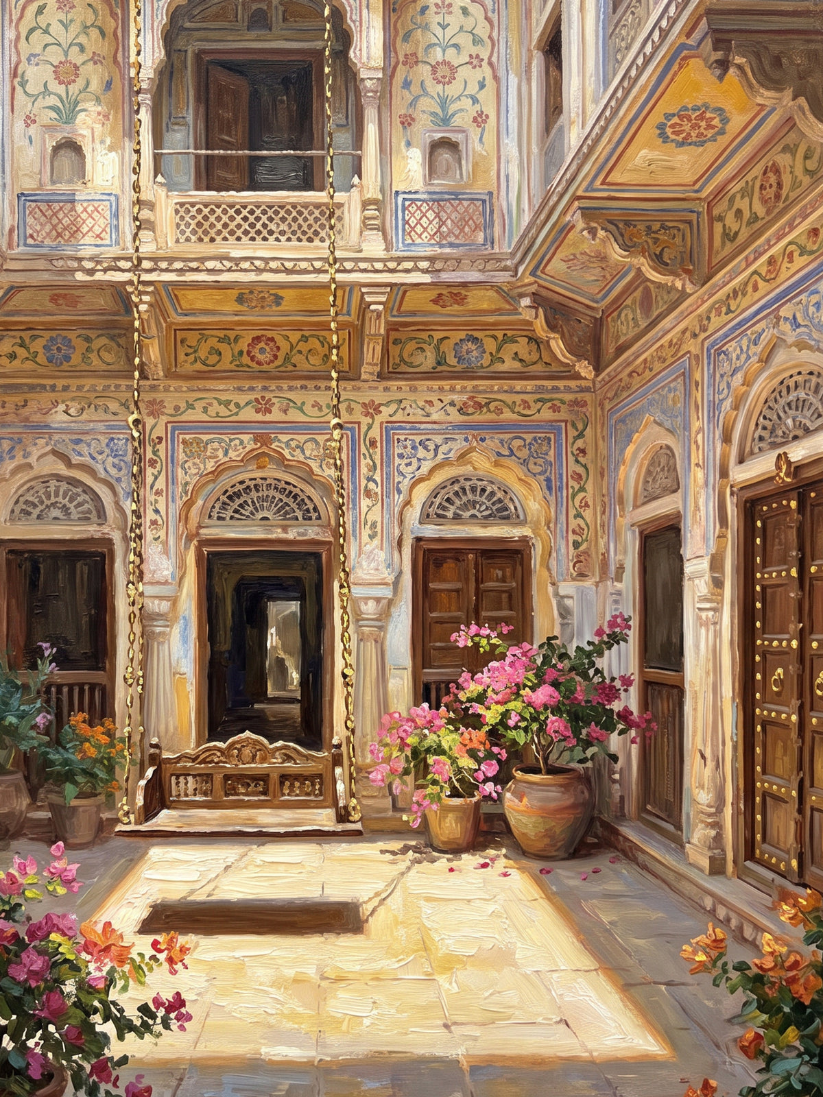 Noon in a Painted Shekhawati Courtyard, the full artwork