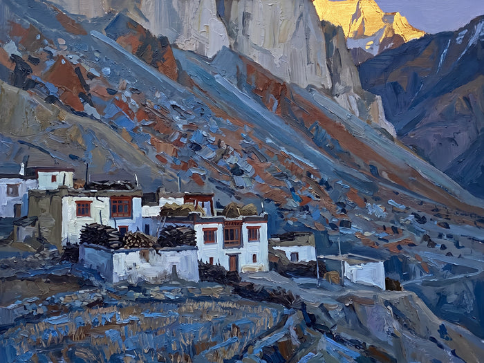 Whitewashed Spiti Village at Dusk, the full artwork
