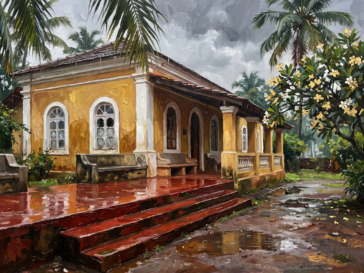 Ochre Villa in the Goa Monsoon, the full artwork
