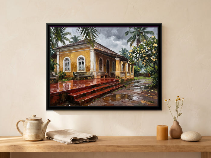 Ochre Villa in the Goa Monsoon, canvas in a room