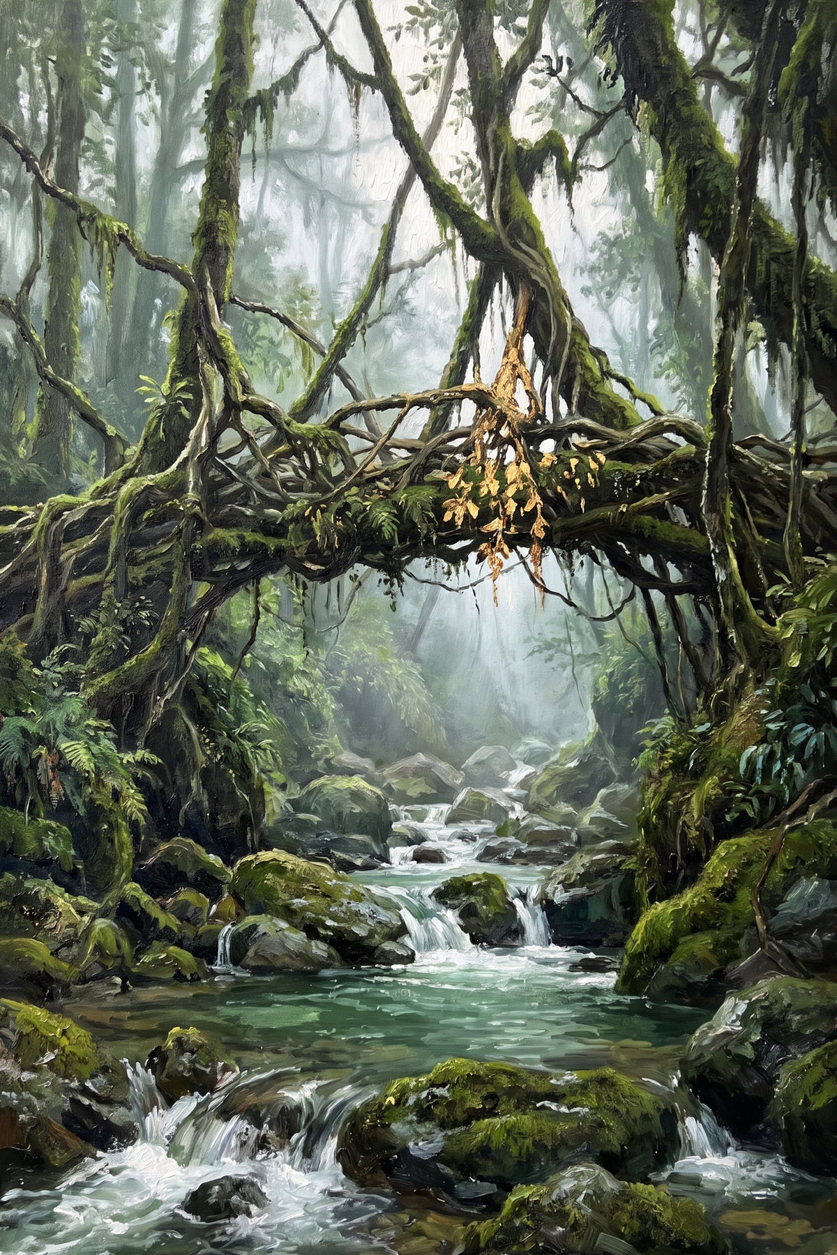 Root Bridge in the Meghalaya Mist, the full artwork