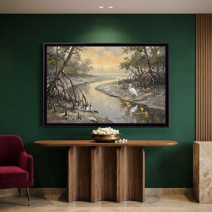 Low Tide in the Mangrove Creek, canvas in a room