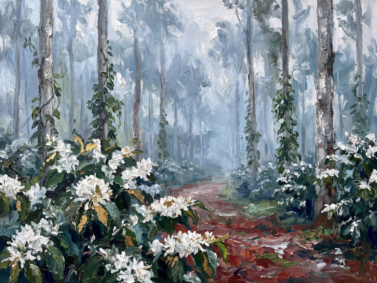 Misty Morning on a Coorg Estate, the full artwork