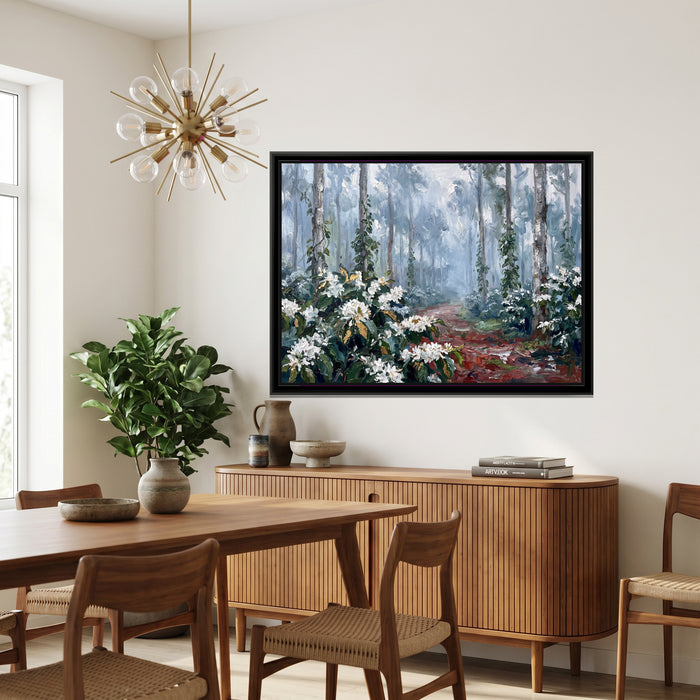 Misty Morning on a Coorg Estate, canvas in a room