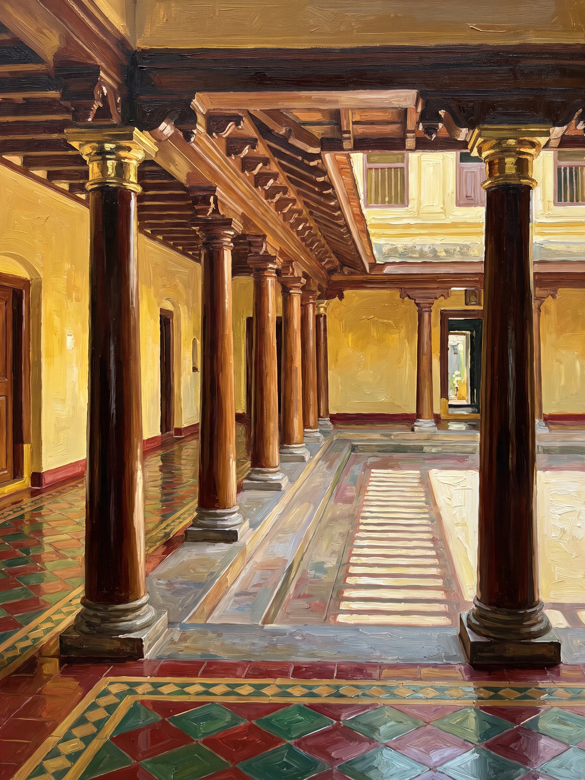 Pillared Hall of a Chettinad Mansion, the full artwork