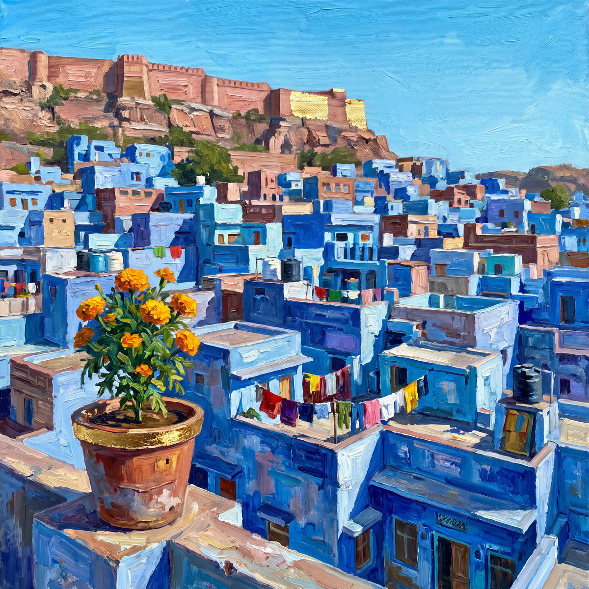 Blue Rooftops of the Old City, the full artwork
