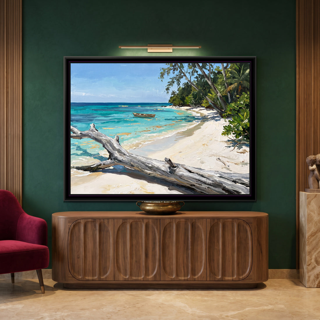 A Wishanart canvas in a floater frame, in a room