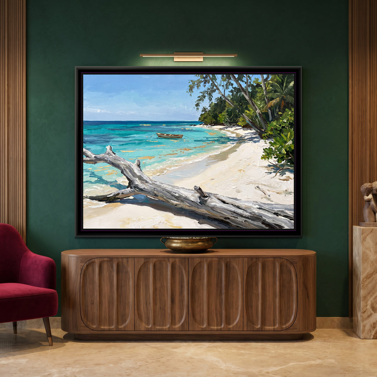Turquoise Cove in the Andamans, canvas print shown in a room