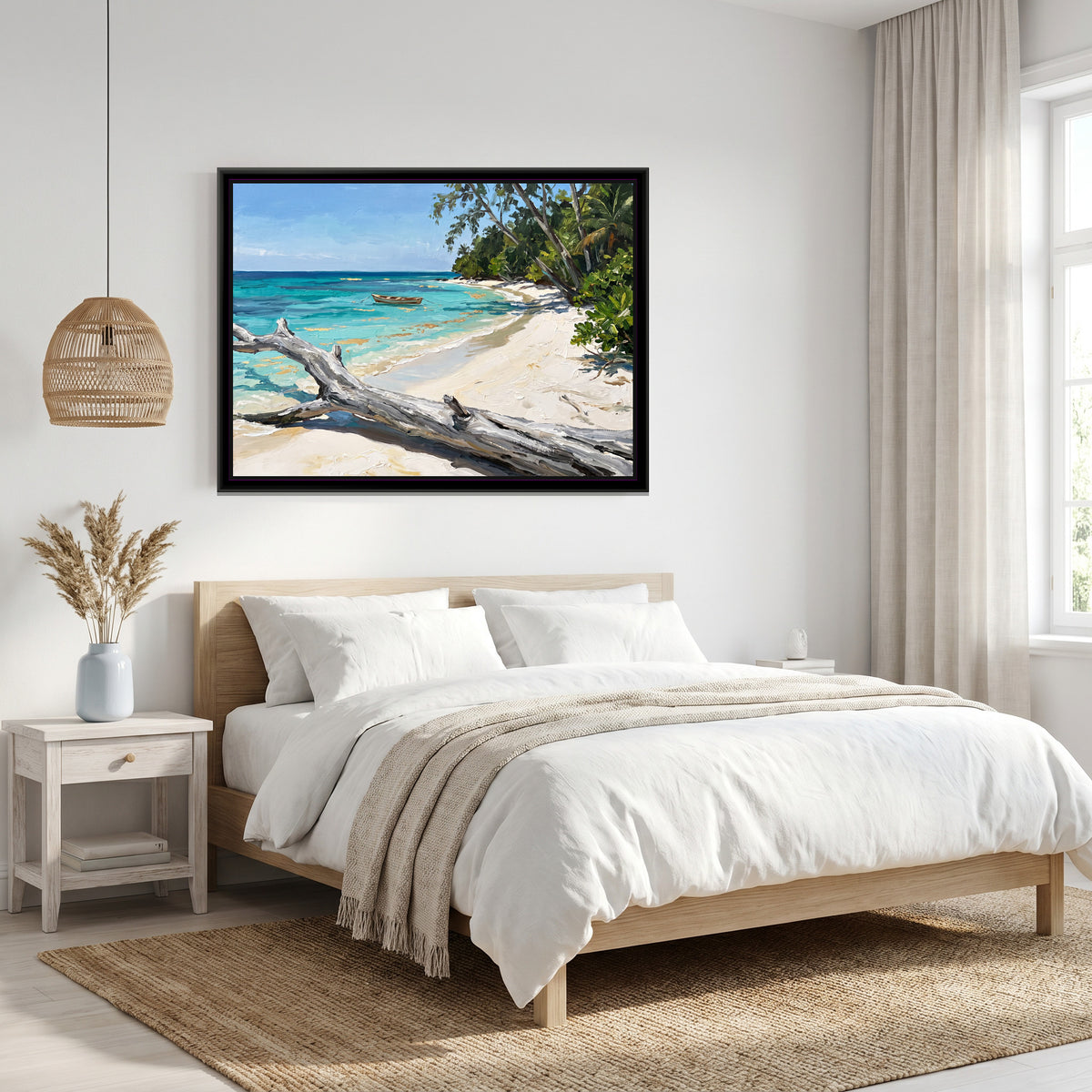 Turquoise Cove in the Andamans, canvas print shown in a second room