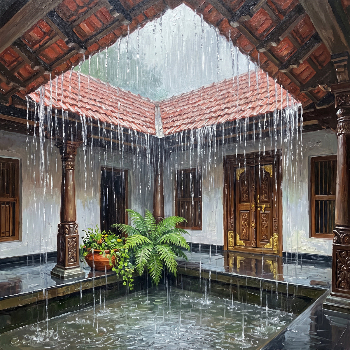 Rain into the Nalukettu Courtyard, the full artwork