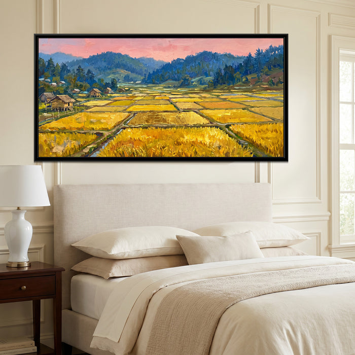 Golden Paddies of Ziro Valley, canvas print shown in a second room
