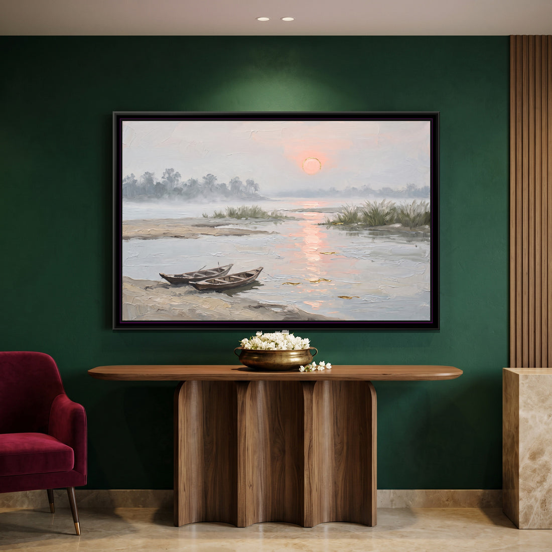 A Wishanart canvas in a floater frame, in a room