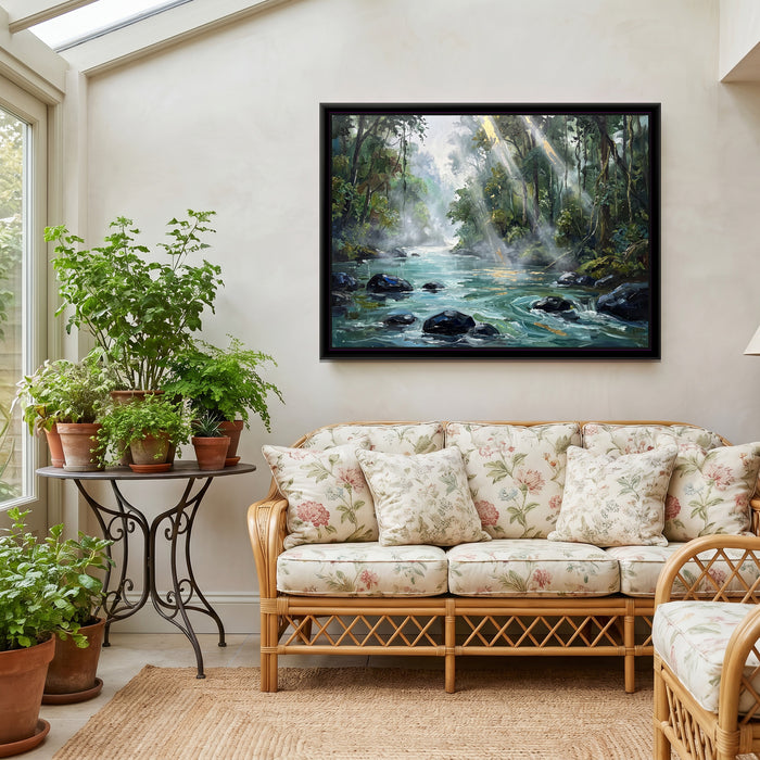 Green River through the Dandeli Forest, canvas in a room