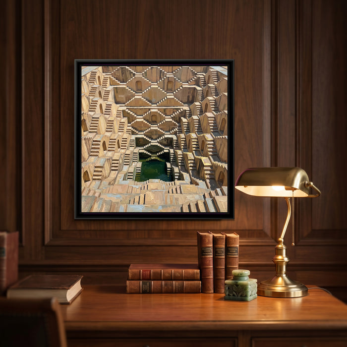 Geometry of the Great Stepwell, canvas in a room