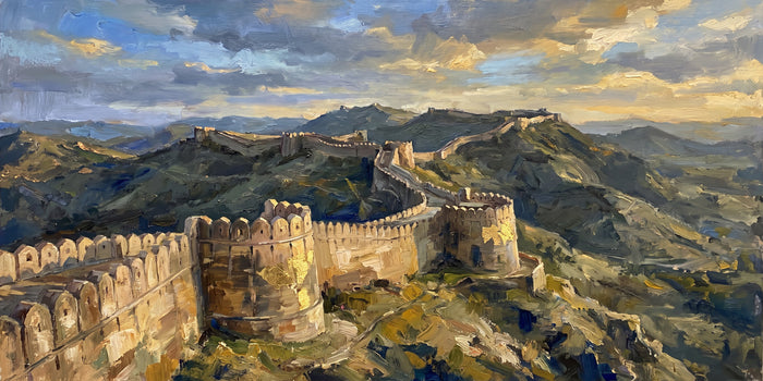Fort Walls over the Aravalli Ridges, canvas in a room