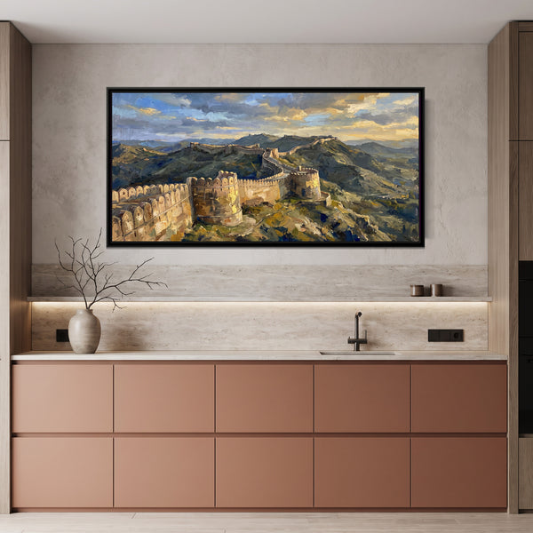 Fort Walls over the Aravalli Ridges, canvas in a room