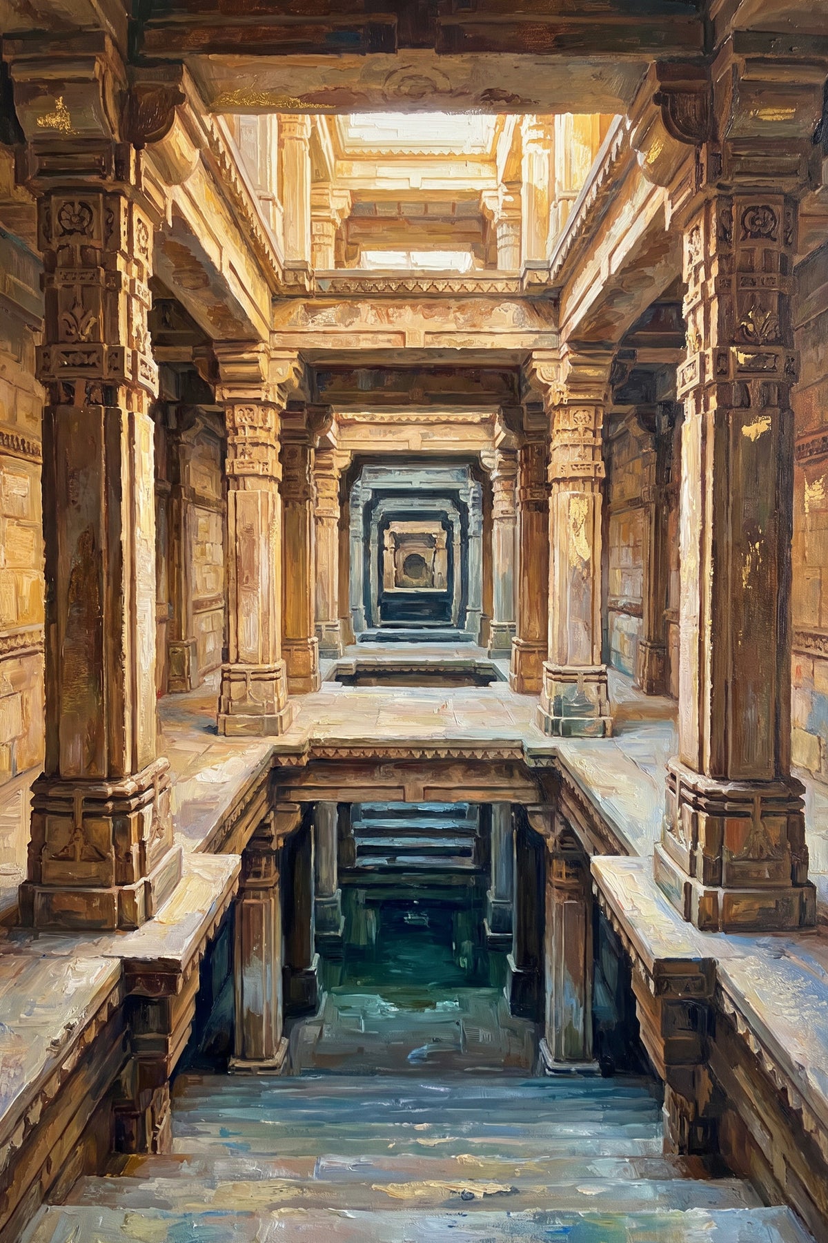 Carved Galleries of a Stepwell, the full artwork