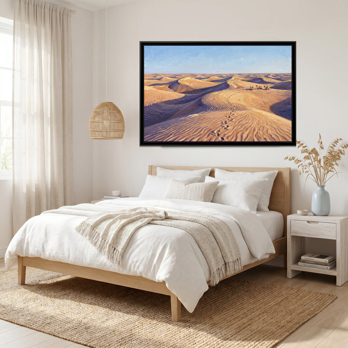 Camel Tracks across the Dunes, canvas in a room