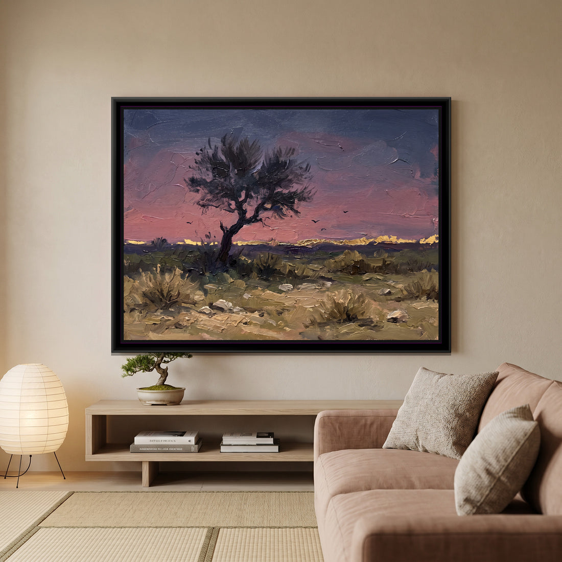 A Wishanart canvas in a floater frame, in a room