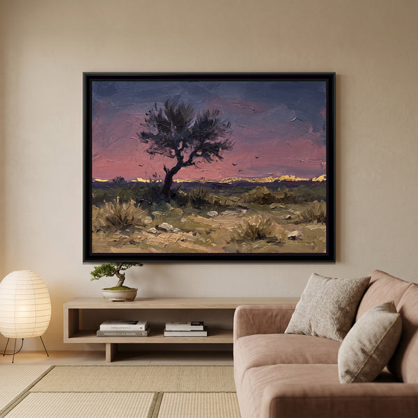 Khejri Tree in the Thar Evening, canvas in a room