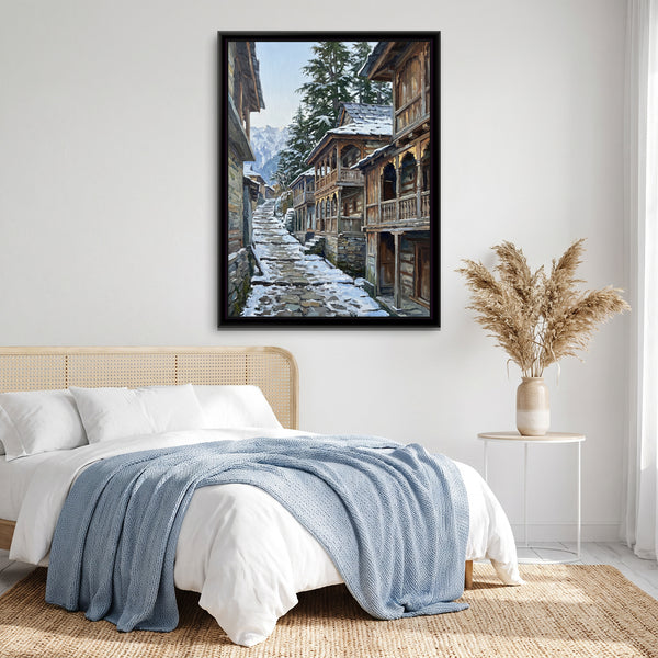 Wooden Balconies of an Old Hill Town, canvas in a room
