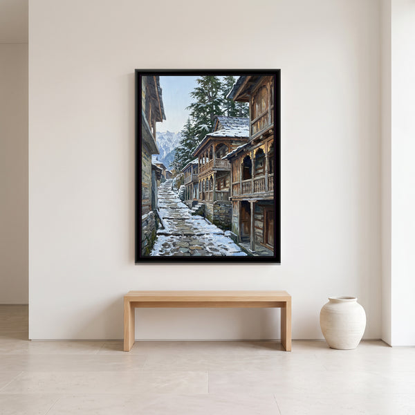 Wooden Balconies of an Old Hill Town, canvas in a room