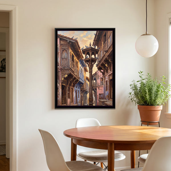Carved Pol Houses of Old Ahmedabad, canvas in a room