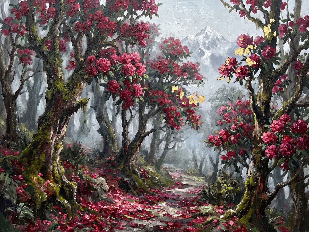 Rhododendron Bloom in the Sikkim Forest, the full artwork