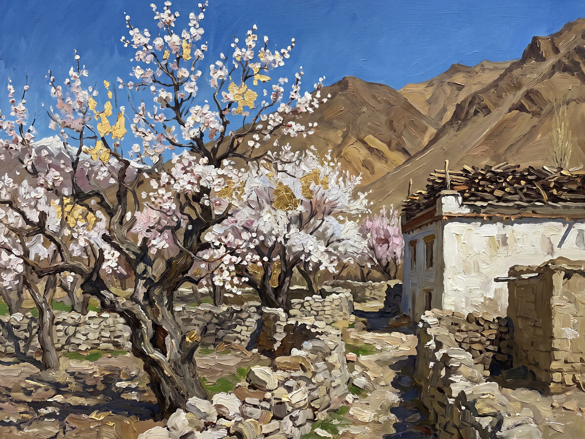 Apricot Blossom in a Ladakhi Orchard, the full artwork