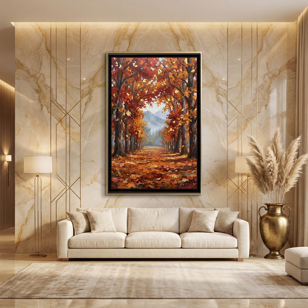 Chinar Avenue in Autumn, canvas in a room