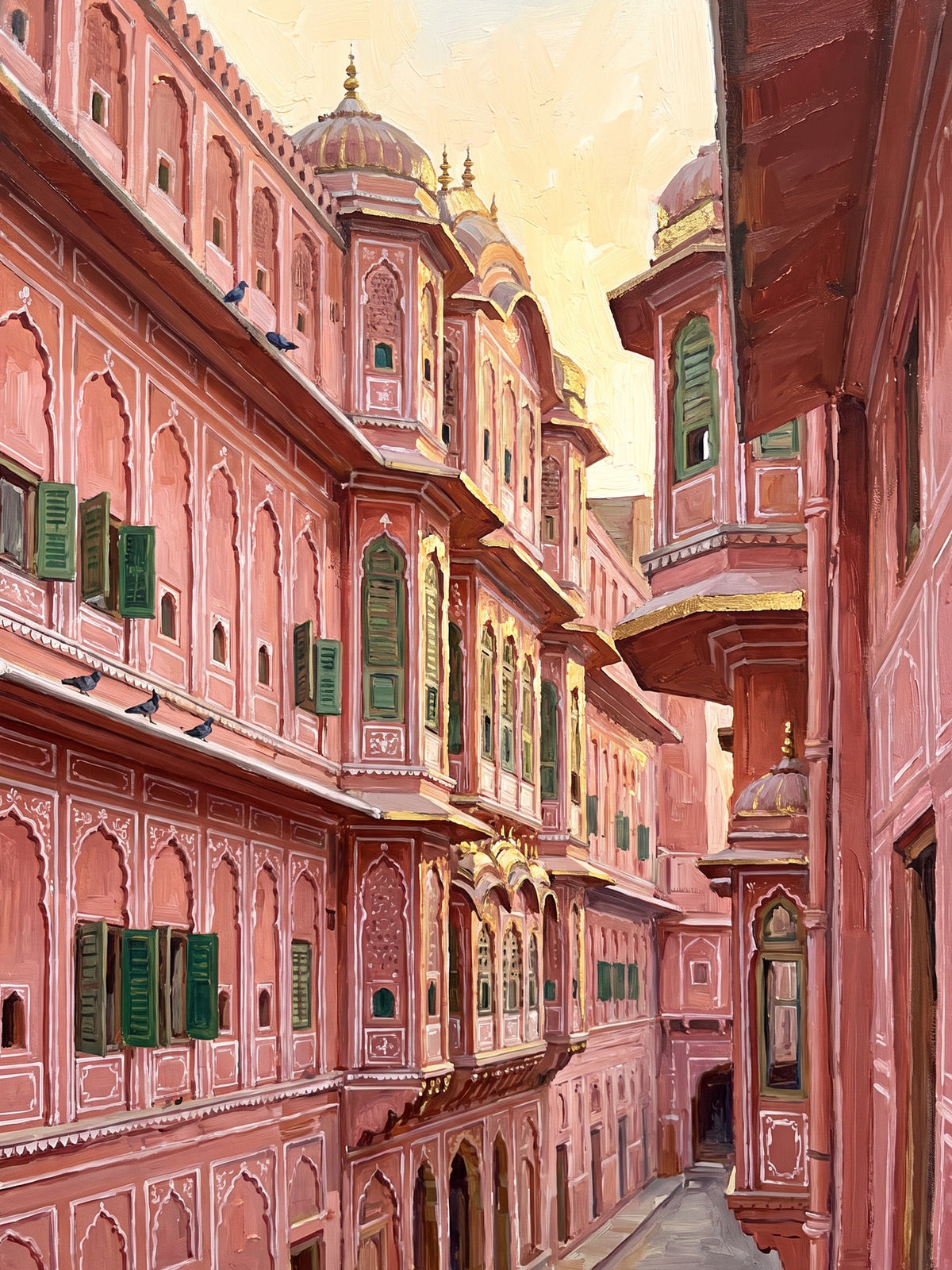 Rose Sandstone Windows of an Old Jaipur Lane, the full artwork