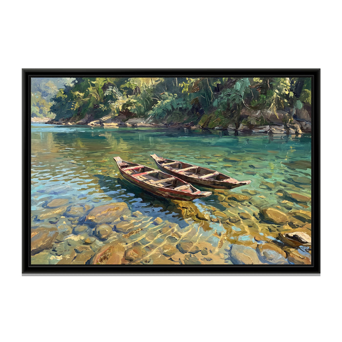 Clear Waters of the Umngot, canvas print in a floater frame on a plain white background