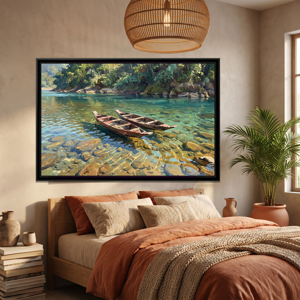 Clear Waters of the Umngot, canvas print shown in a second room
