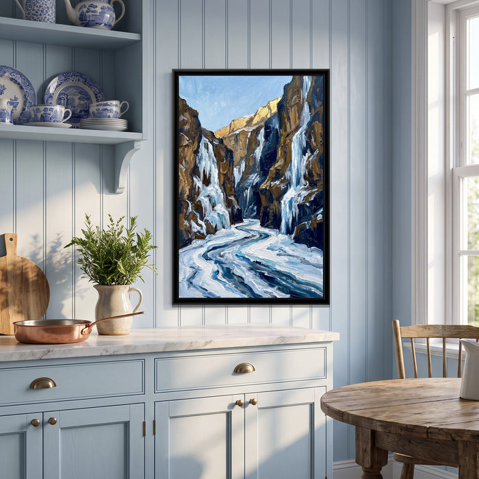 Frozen Zanskar River in Winter, canvas print shown in a second room