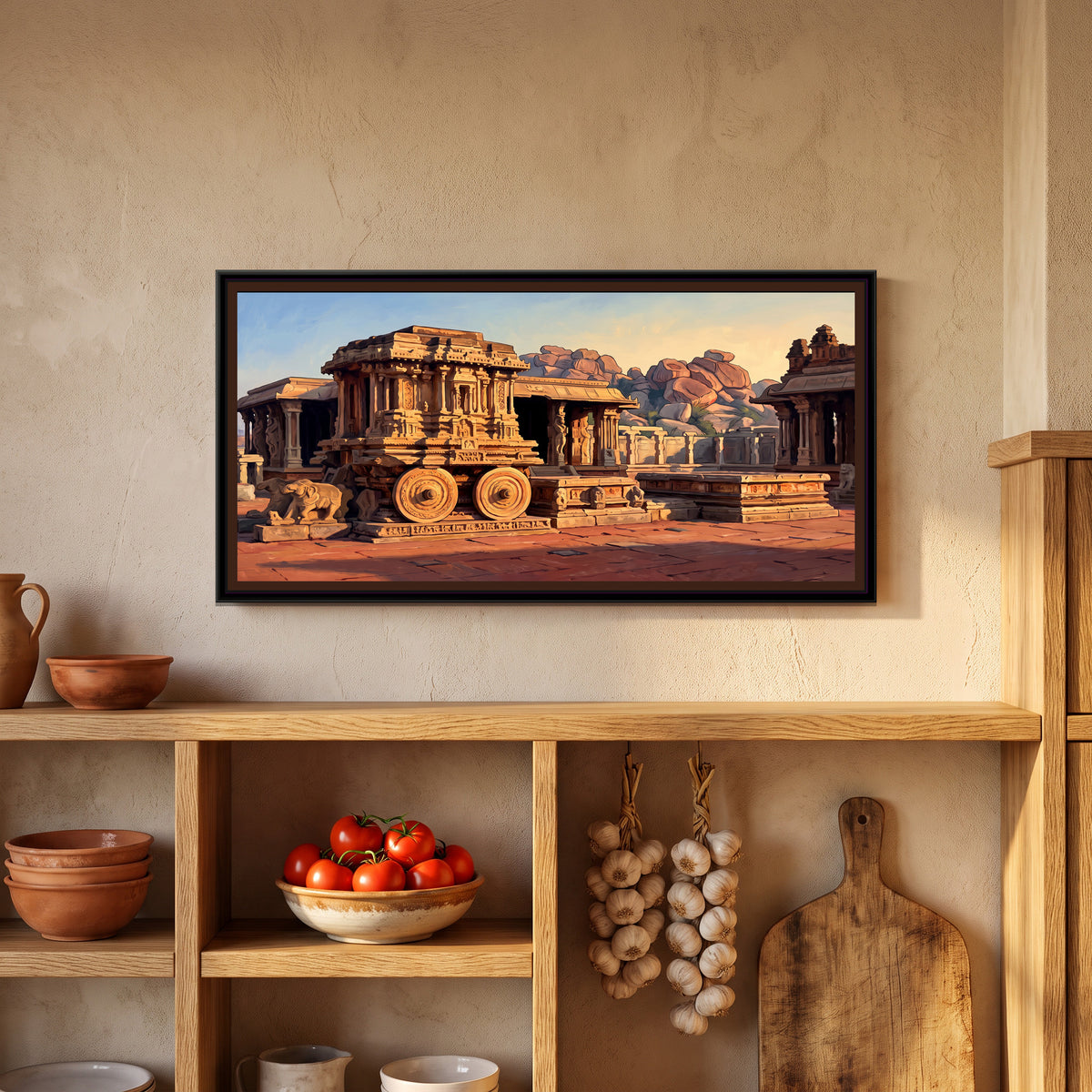 Hampi at Golden Hour, canvas print shown in a second room