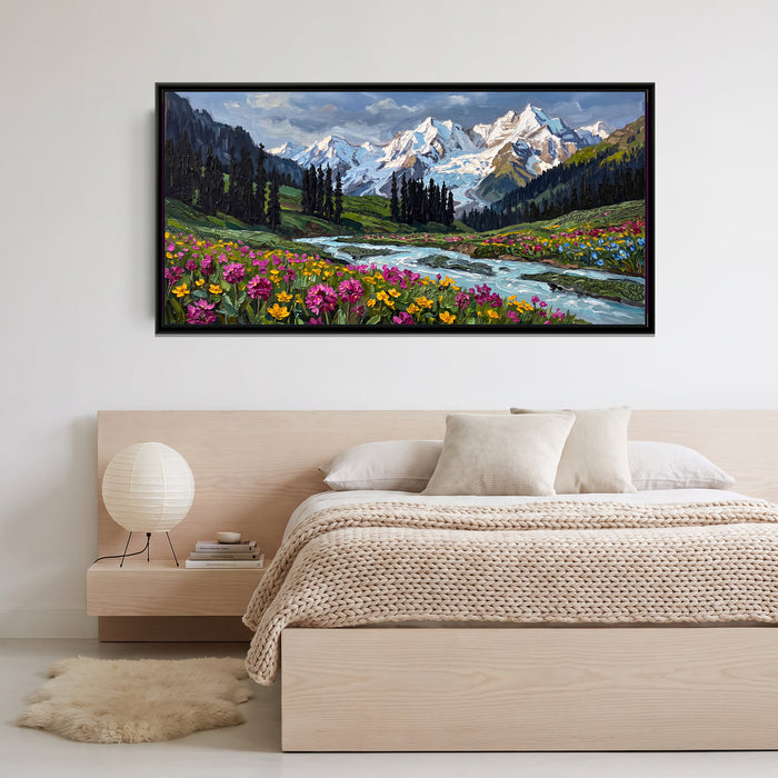 Valley of Flowers in Full Bloom, canvas in a room