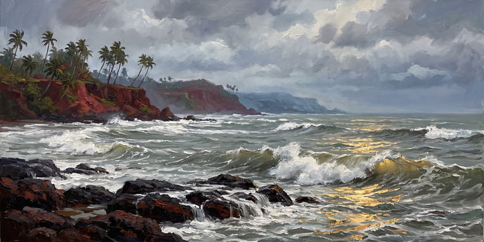 Monsoon Surf on the Rocks at Vagator, the full artwork
