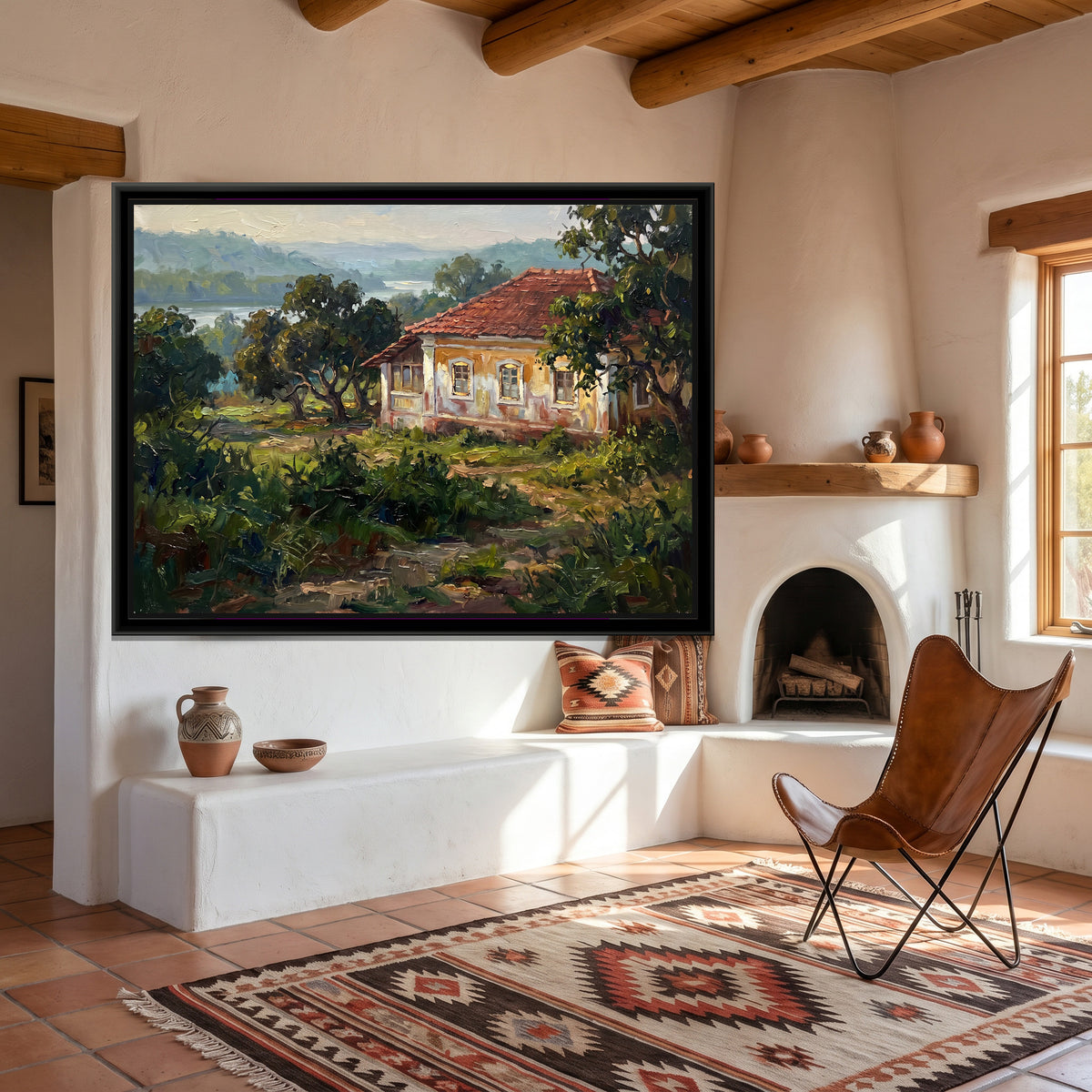 Old Portuguese House on Divar Island, canvas print shown in a room