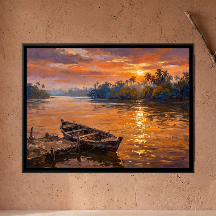 Mandovi River at Sunset, canvas in a room