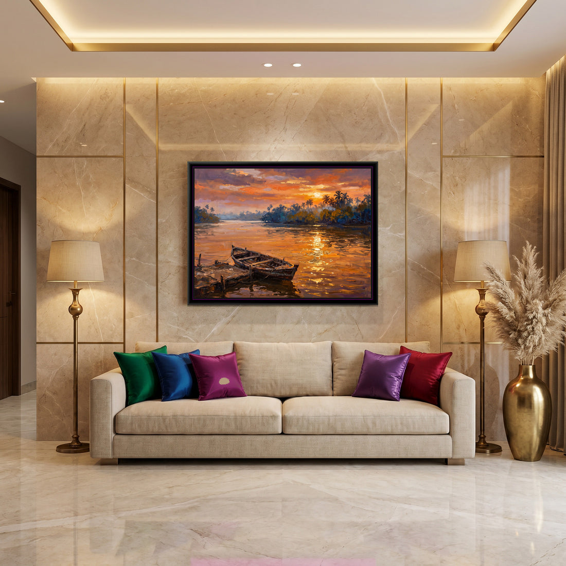 A Wishanart canvas in a floater frame, in a room